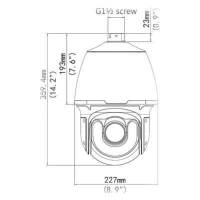 IP kamera PTZ-6258 rozměry boční pohled